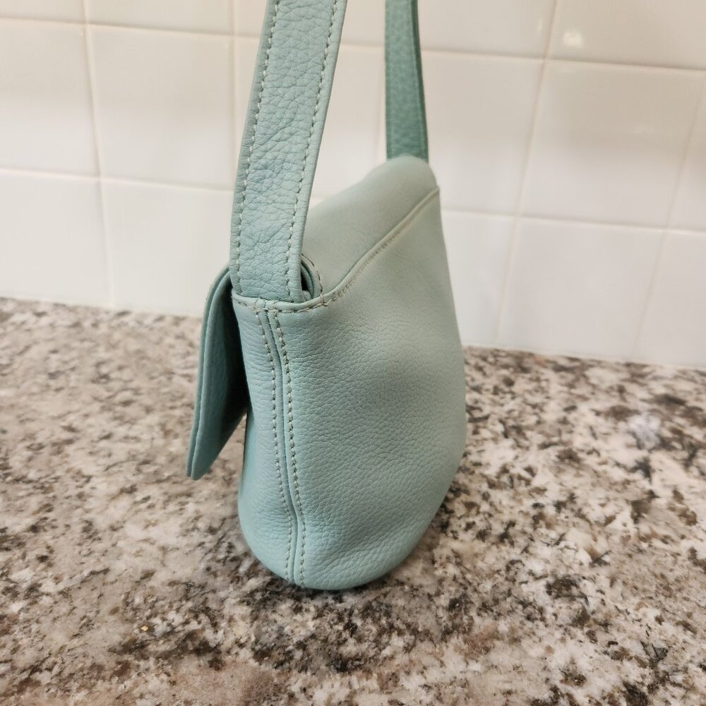 Coach Vintage Aqua Mint Sonoma Small Flap 4919 Natural Grain Leather 1996 USA - Picture 9 of 16